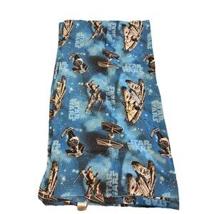 Star Wars Full Double Flat Sheet 81x96 Blue Machine Wash Logo Tie Fighter EUC